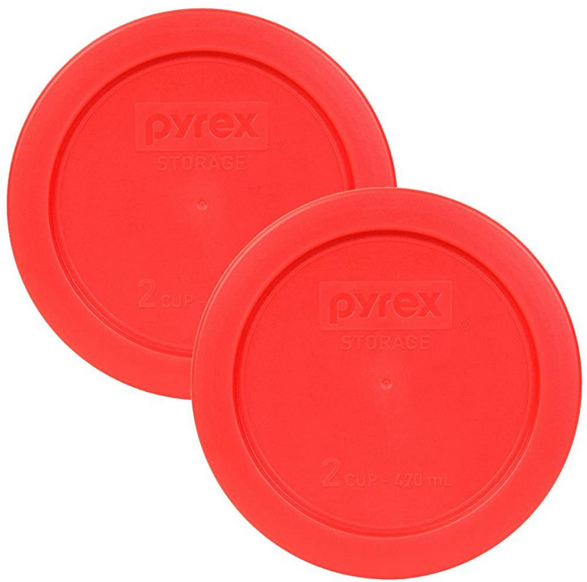 Pyrex 블루 2컵 원형 보관 커버 #7200-PC 유리 그릇용 3팩