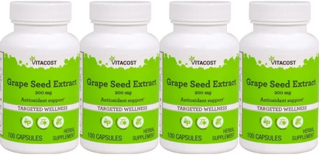 비타코스트 포도씨 추출물 200mg, 4개, 100정 - 쿠팡