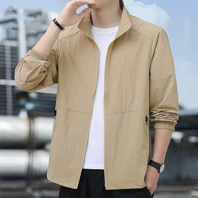 ORZQU 여름 남성야상 빅 사이즈 박시 코트 긴팔 얇은 냉감 코트