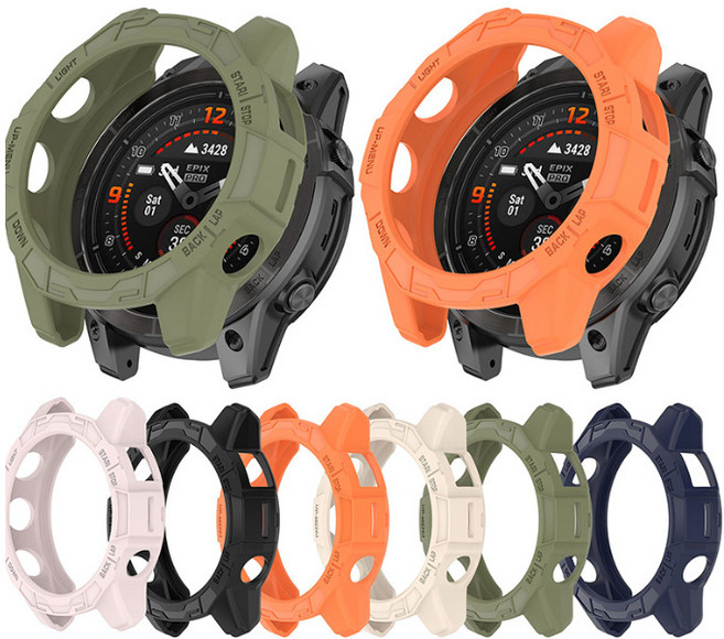 COCOGOGO 가민 피닉스7X프로 7솔라 풀커버 케이스 9H강화유리 포함, 1개, 블랙+강화유리