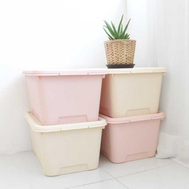 [홈미인] 마카롱리빙박스 24L/56L/72L, 아이보리, 24L, 4개