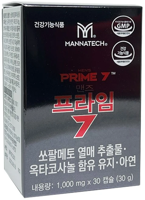 매나테크 맨즈프라임 7 쏘팔메토 + 새부리마스크 2매 선물, 1개, 30정 - 쿠팡