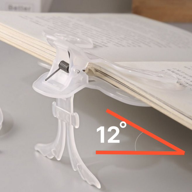모나엘 목 편한 각도조절 경량 독서대 필사용 책 고정 집게, 2개, 투명