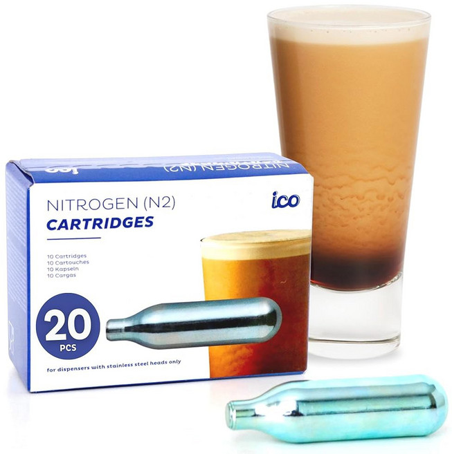 ICO 20개 질소 카트리지 니트로 콜드 브루 커피 메이커용 N2 브루를 만들기, 20 Count