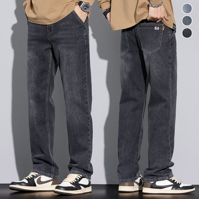 wassup 남자 청바지 빈티지 워싱 봄여름용 일자핏 데일리 캐주얼 데님팬츠