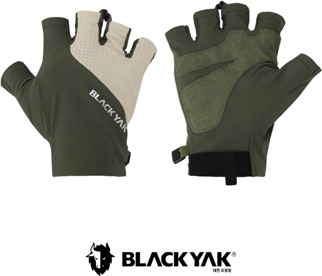 블랙야크 라이트 하프 글러브 카키 여름 등산 반장갑 공용 2BYGVSU907