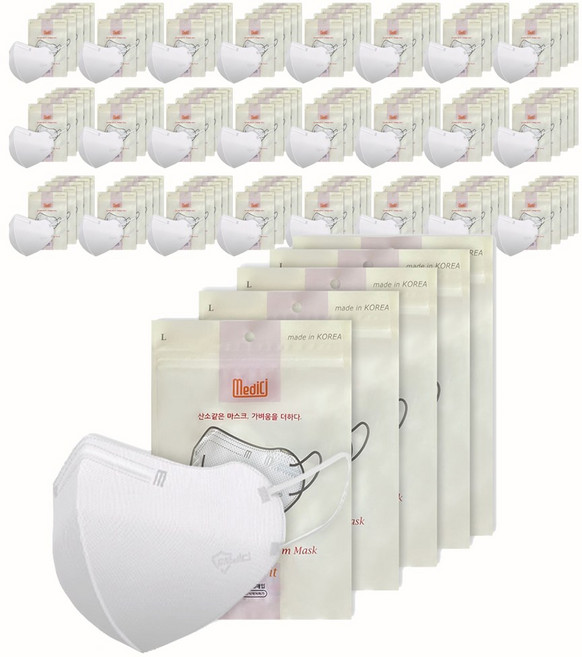 메디치 KF94 새부리형 라이트핏 마스크 화이트 대형 메디치타임보건용마스크(KF94)(대형)(흰색), 5매입, 20개