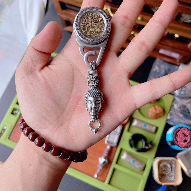 敦煌聯名 盤雲 達摩佛頭造型吊飾, 如圖所示, 1個
