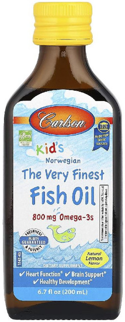 칼슨랩스 키즈 노르웨지안 더 베리 파이네스트 피쉬 오일 800mg 오메가 3, 레몬맛, 200ml, 1개