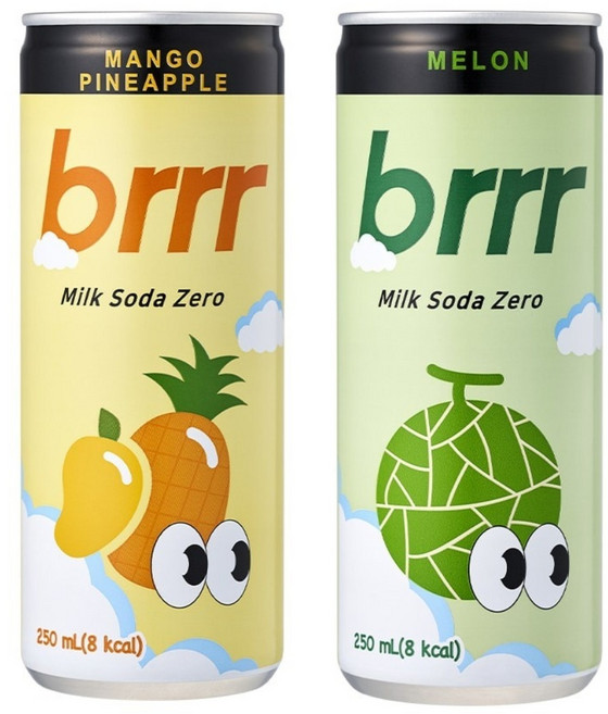 부르르 밀크소다 제로 메론 and 망고파인애플 각각 30CAN, 60개, 250ml