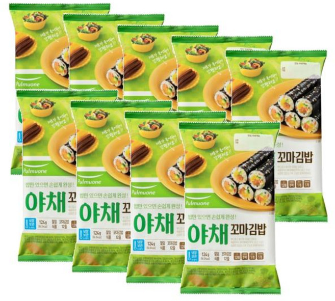 풀무원 꼬마 야채 김밥 재료 한입크기 12줄, 124g, 9개