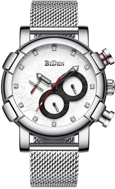 바이든 남성 메탈매시밴드 패션 손목시계 BD0086WH