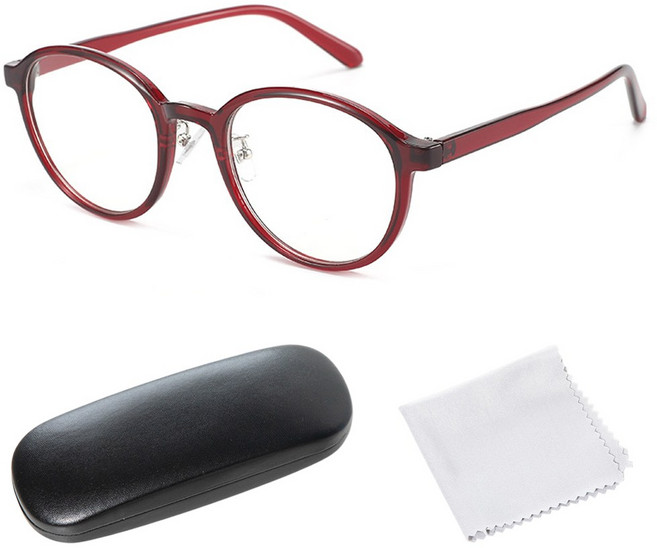 쏘이온 뿔테 라운드 블루라이트 차단 독서용 안경테 세트