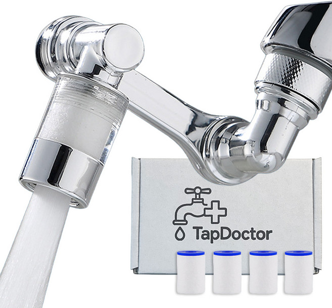 탭닥터 2.0 SLIM 1080도 자유회전 세면대 수전 정수 워터탭 + 리필 필터 4p 세트, 1세트