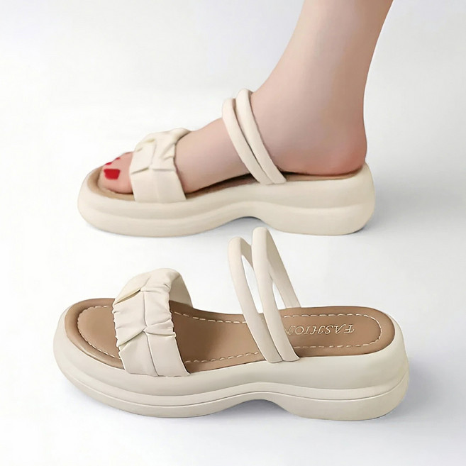 Modern Fashion 여성 경량 캐주얼 샌들 통굽 밴딩 슬리퍼