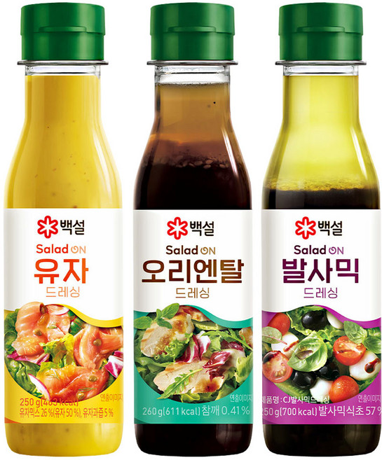 백설 드레싱 3종(오리엔탈드레싱+발사믹드레싱+유자드레싱), 1세트, 760ml