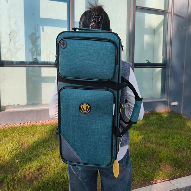 색소폰 가방 알토 테너 숄더백 보호 스트랩 백팩 어깨 스퀘어 테너 맞춤형, 1개, 그린 더블 A4 책 외부 23.5cm