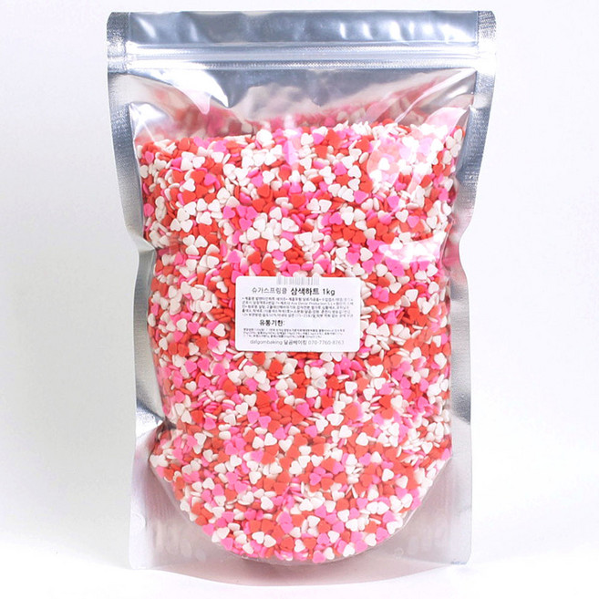 달곰베이킹 슈가스프링클 삼색하트, 1kg, 1개