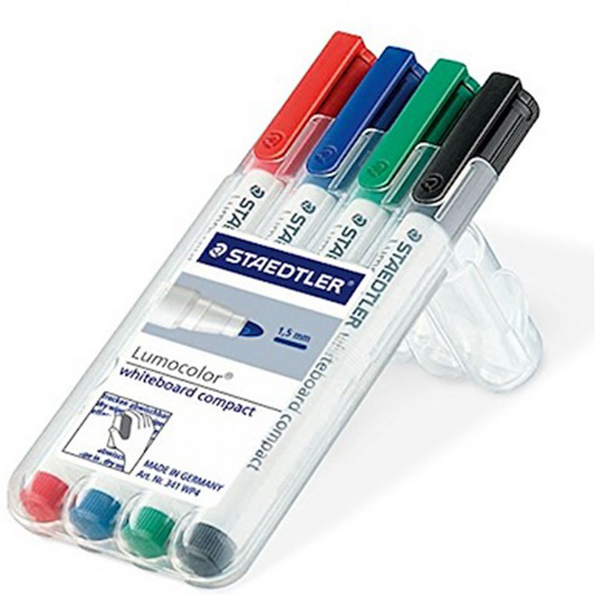 스테들러 루모컬러 화이트보드 세필마카 341 4색세트, 1개, 단품