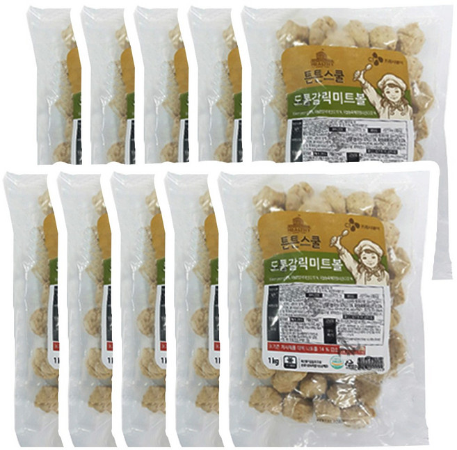 CJ 튼튼스쿨 덜짠 도톰갈릭 미트볼 1Kg x 10봉, 10개