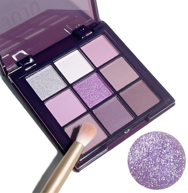 새도우 팔레트 스모크 퍼플 섀도우 진주 빛 매트 그레이 메이크업 방수 9 색 신제품, 1개, 01