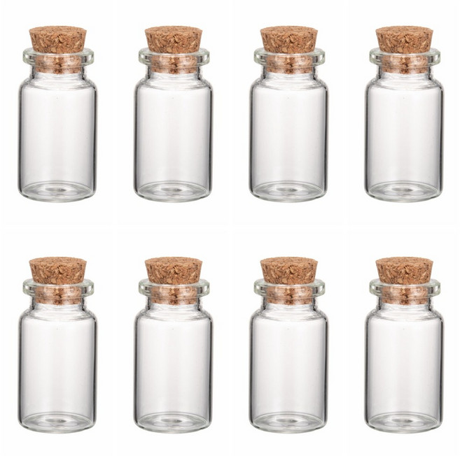 10개 코르크 마개가 있는 유리병 소원을 비는 병 구슬 보관 용기 투명 40x22mm 내경: 13mm 용량: 10ml(0.34 fl. oz) 병목 직경: 15mm