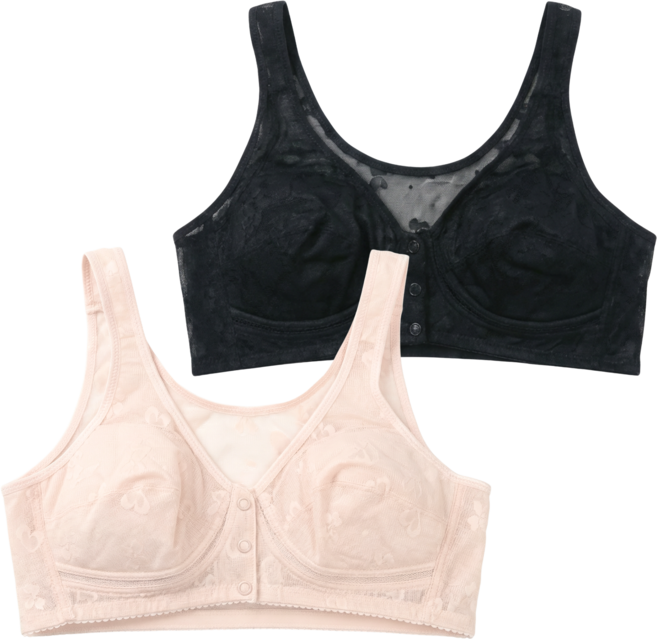 [두리] 앞단추 노와이어 브라 2개세트 B컵 군살정리 파워넷 빅사이즈 여성브래지어