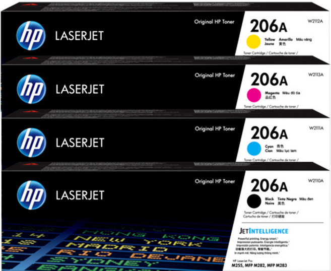 HP 206A 原廠碳粉匣 W2110A W2111A W2112A W2113A, 黑+紅+藍+黃, 1個
