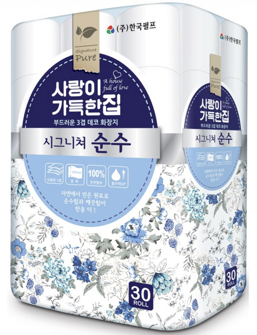 한국펄프 시그니쳐 순수 화장지 30m, 30개입, 1개