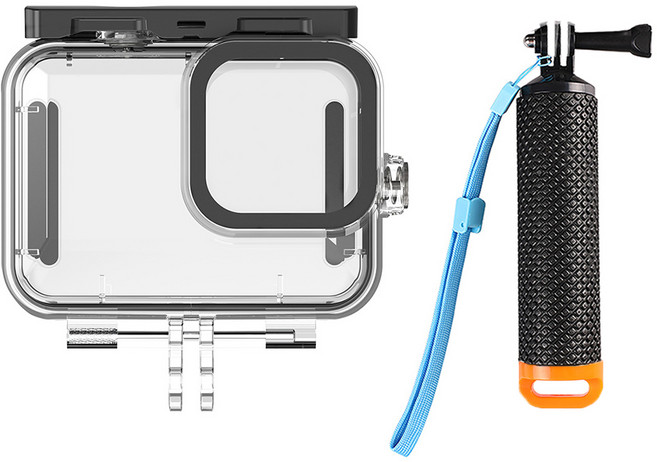 고프로 히어로 13 12 11 10 9 텔레신 방수 하우징 호환용 보호 케이스, 고프로 방수 하우징 + 부력봉(주황), 1개
