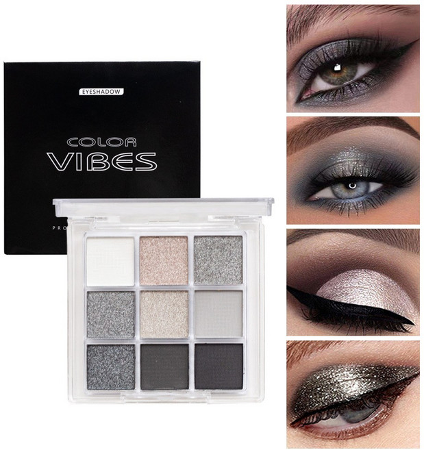 9색 아이쉐도우 아이메이크업 아이 스틱 글리터 섀도우 팔레트 펄아이 애교살 눈화장 펑크 스모키 팔레트 지속적인 누드, Smokey, 1개