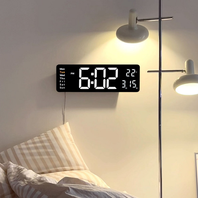 벨레스 대형 LED 디지털 인테리어 벽시계, 블랙본체 화이트LED