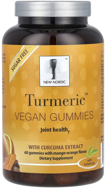 뉴노르딕 터메릭 비건 구미젤리 강황 추출물 함유 망고 오렌지 맛 60개, 6개, 60정 - 쿠팡