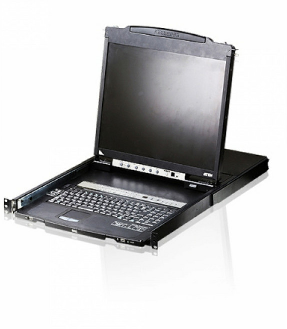 ATEN(에이텐) CL5808N 19인치 8포트 PS/2-USB VGA 듀얼 레일 LCD KVM 스위치 with 데이지 체인 포트 및 USB 주변 기기 지원, 1개