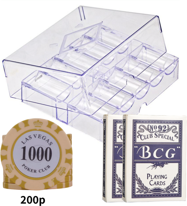 보아미 국제규격 클레이이 고급포커칩 200p+포커카드2p 아크릴세트 라스베가스, 1개, 1000숫자200p세트