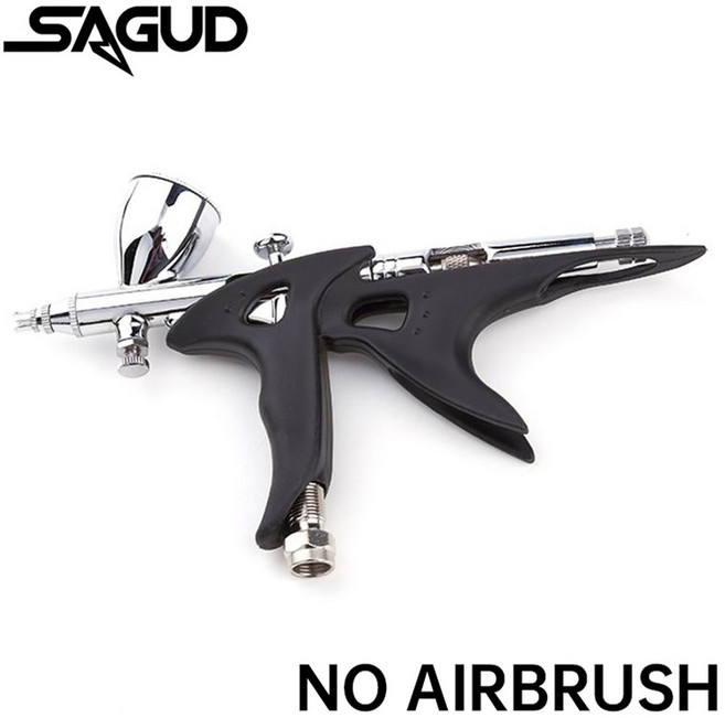 SAGUD 에어 브러시 블랙 듀얼 플라스틱 액션 액세서리 스탠드 홀더 휴대용 오렌지 그린, SD 64 Bla, 1개