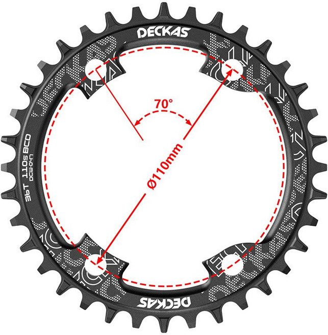 DECKAS 자전거 라운드 체인링 94/96/104/110/130/144BCD SH/SR 32-52T 7-12s R7000/R8000/7100용 좁은 와이드 톱니 알루미늄, 52T, 110BCD 4 Claws Round, 1개