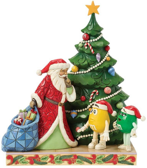 [5] Enesco M&M's by Jim Shore Santa 크리스마스 트리 조각상 그린 및 옐로우 캐릭터 포함 21.6cm(8.27인치) 멀티컬러, Enesco M&M's by Jim Shore Sant