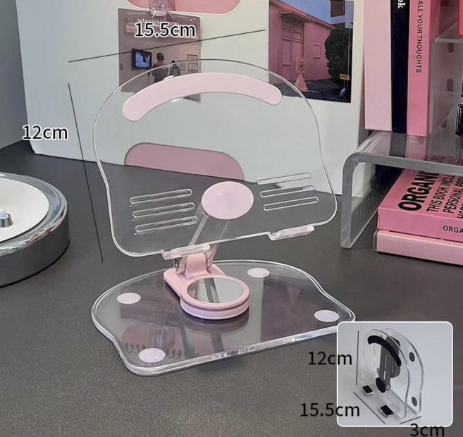 샤론 360도 회전 폴딩 아크릴 스마트패드 거치대, 핑크, 1개