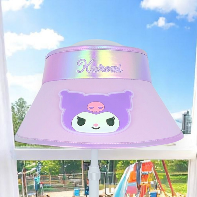 산리오 쿠로미 선캡 썬 바이저 썬캡 챙 모자 자외선차단 캐릭터 어린이 키즈 유아 아동 여름 햇