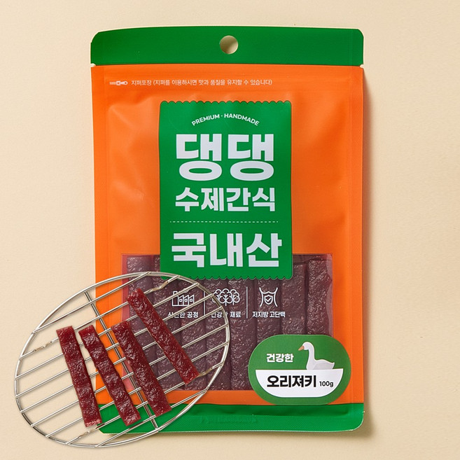 헬로마이펫 강아지 수제간식 국내산 애견 소 중 대형견, 1개, 100g, 오리져키