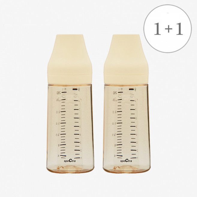 스펙트라 올셋 PPSU 젖병 260ml [1+1] / 노꼭지젖병 2개 구성 /젖꼭지 미포함, 1color(크림바닐라)