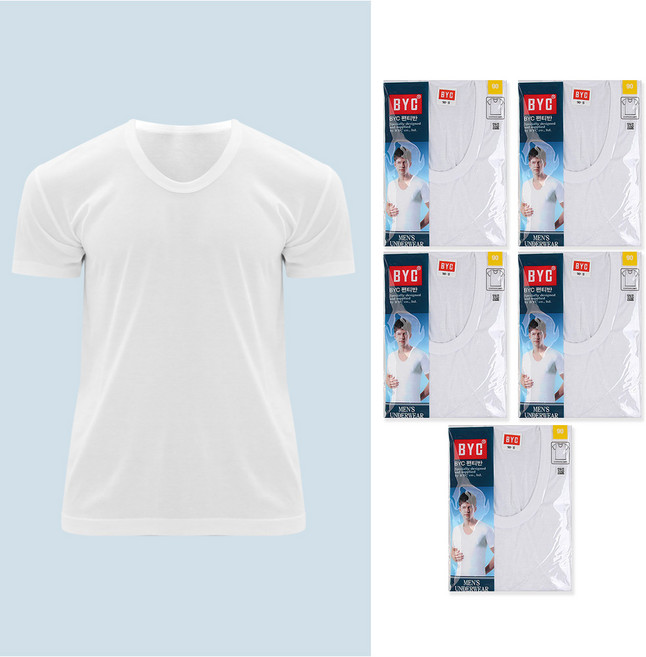 [BYC] 반팔 남자 런닝 순면 티셔츠 5매 (BYC1903 5S)