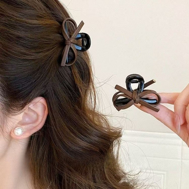 1+1 가죽 리본 헤어집게핀 소형 옆머리핀