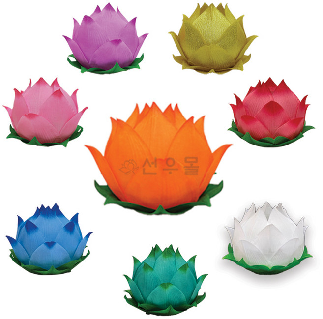 선우몰 만개연화등 특특소 소원등 15cm 야외용 실내용 연등 부처님오신날, 주황