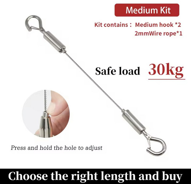 조정 가능한 스프링 스틸 로프 스테인레스 있는 와이어 2MM 빨랫줄 5MM, 03 2M, Medium Kit, 1개