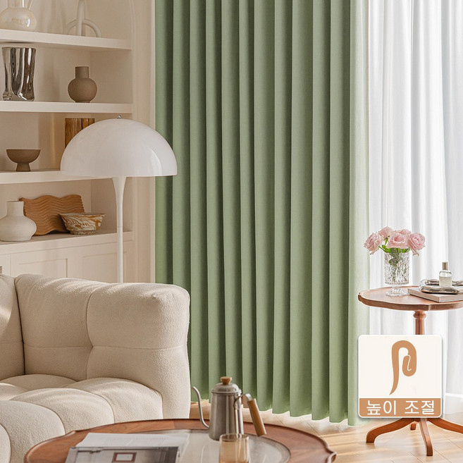 포근한 셰닐 쉐우도암막커튼 거실커텐 암막커튼 핀형 창문커튼 2p (일반커튼레일)