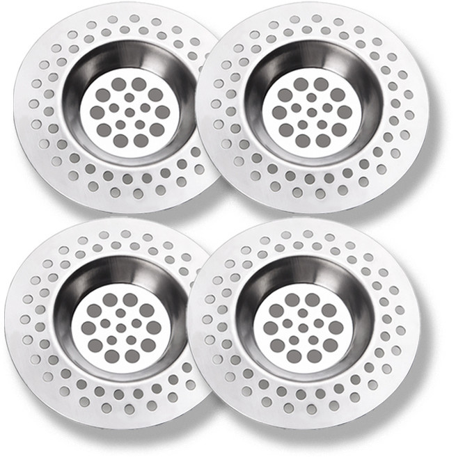 스프링포티 머리카락 차단 욕조 거름망 4p, 실버