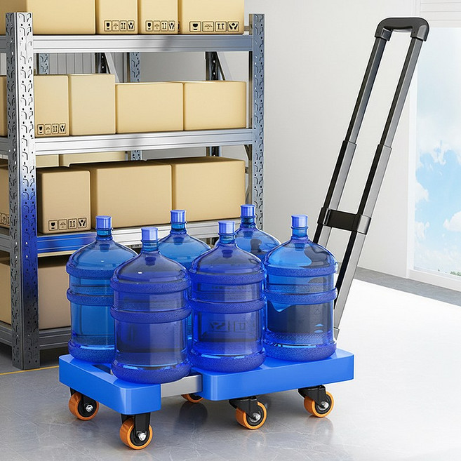 타오진 다용도 접이식 저소음 손수레 운반 쇼핑카트, 파란색, 1개