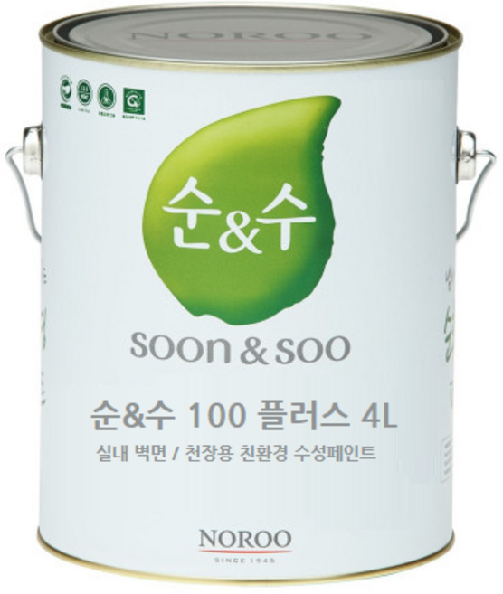 노루페인트 내부용 수성페인트 순앤수100 18L 무광, 4L, 1개, 화이트(백색)